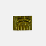Biagini Croco Embossed Compact Credit Card Organizer in Olive Green - Big Bag NY