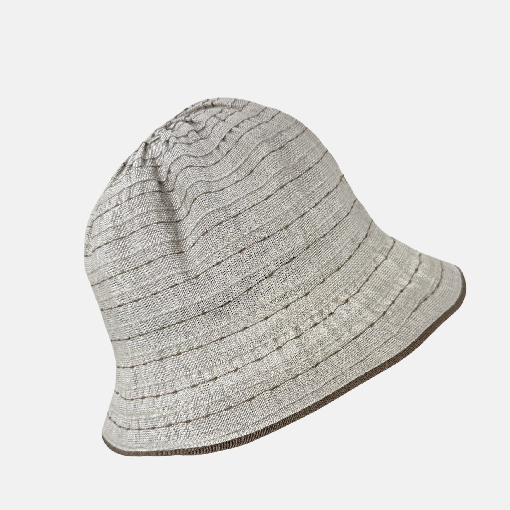 Ferruccio Vecchi Sandra Flax Blend Hat with Brown Trim - Big Bag NY