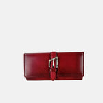 Biagini Hand Painted Buckle Flap Clutch Wallet in Wine - Big Bag NY
