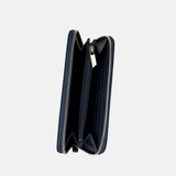 Biagini Hand Painted Supersmooth Calfskin Long Zip Around Clutch Wallet in Indigo - Big Bag NY