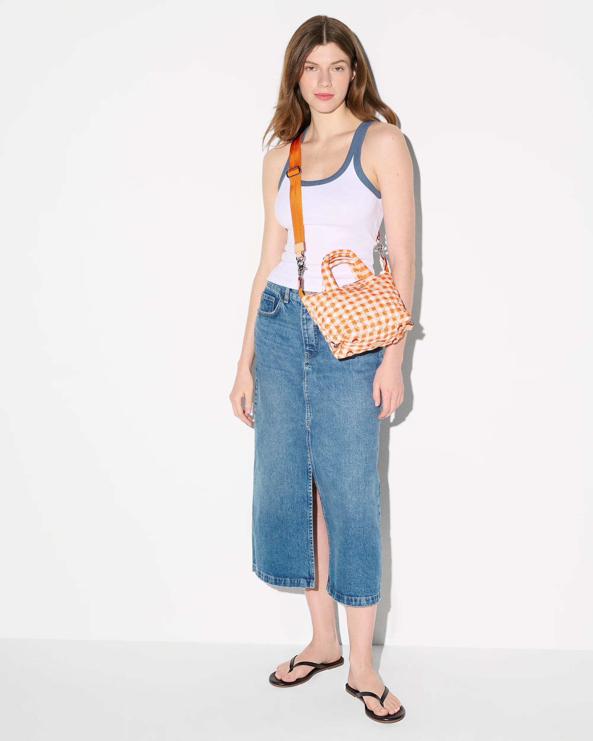 MZ WALLACE Micro Sutton in Sunset Orange Gingham - Big Bag NY
