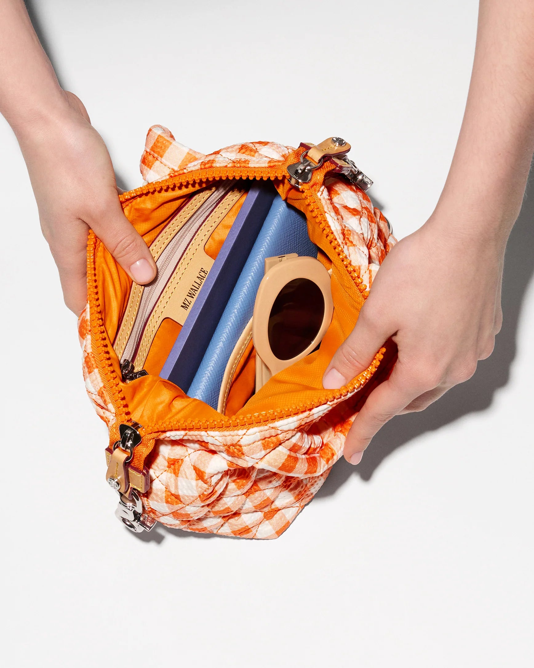MZ WALLACE Micro Sutton in Sunset Orange Gingham - Big Bag NY