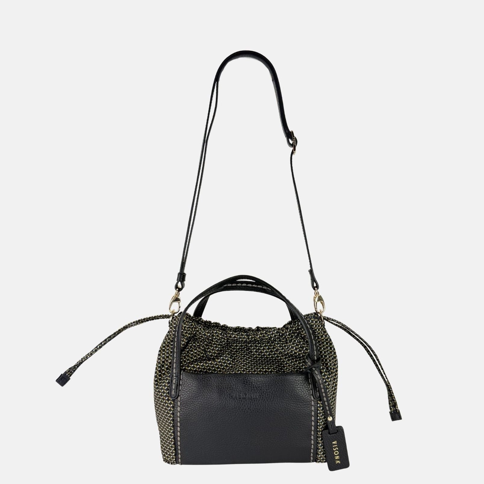 PLINIO Drawstring Small Tote in Black - Big Bag NY