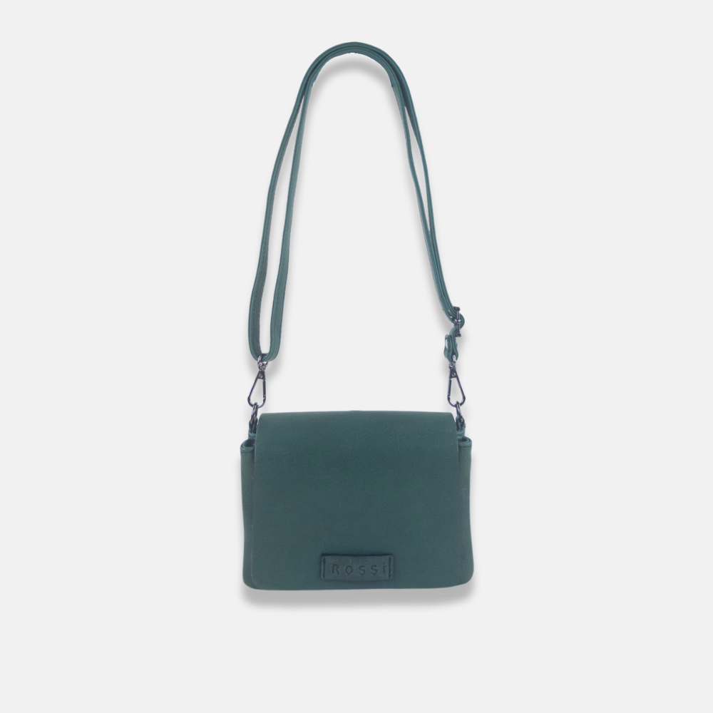 Rossi Front Flap Leather Crossbody in Forest - Big Bag NY