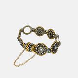 Black and Gold Circle Labradorite Bracelet