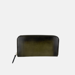 Biagini Hand Painted Supersmooth Calfskin Long Zip Around Clutch Wallet in Olive - Big Bag NY 