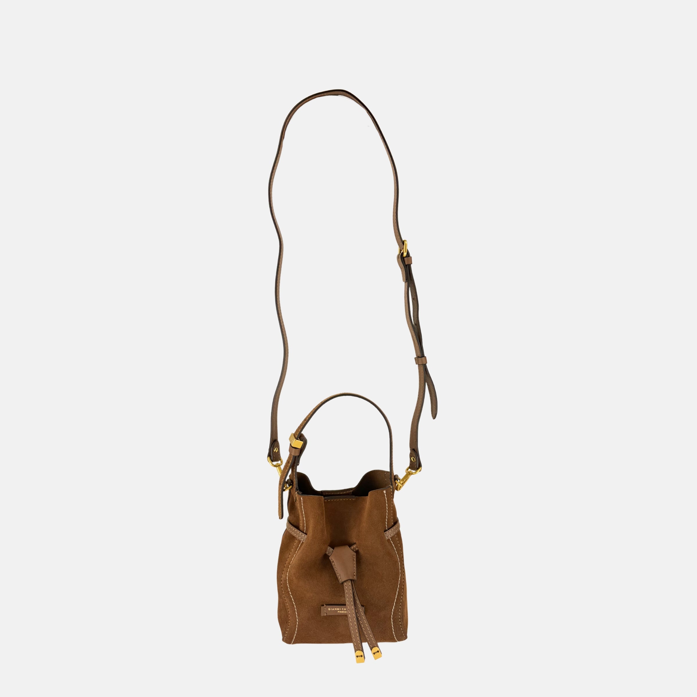 Gianni Chiarini Sienna Mini Suede Crossbody in Cognac - Big Bag NY