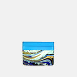 Riccardo Luci Marble Leather Credit Card Holder Aqua Turquoise Mix 2 - Big Bag NY