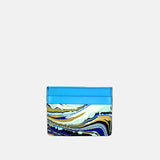 Riccardo Luci Marble Leather Credit Card Holder Aqua Turquoise Mix 2 - Big Bag NY