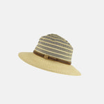 Hats and Dreams Striped Fedora with Contrast Band in Natural Beige - Big Bag NY
