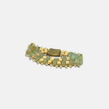 Aqua Green Chalcedony and Brushed Gold Cubes with Rutilated Quartz