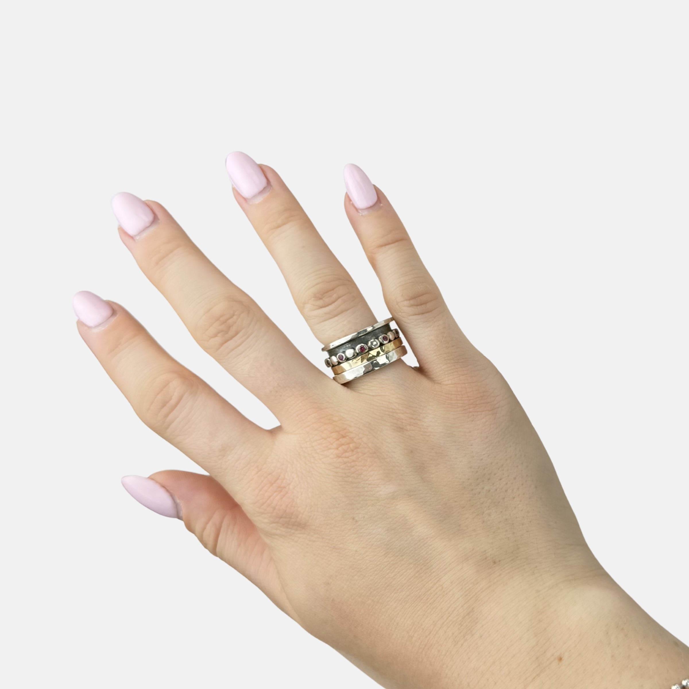 Ithil Mixed Metal Spinner Ring with Tourmaline