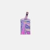 Marble Leather Luggage Tag Lilac Purple Mustard Mix
