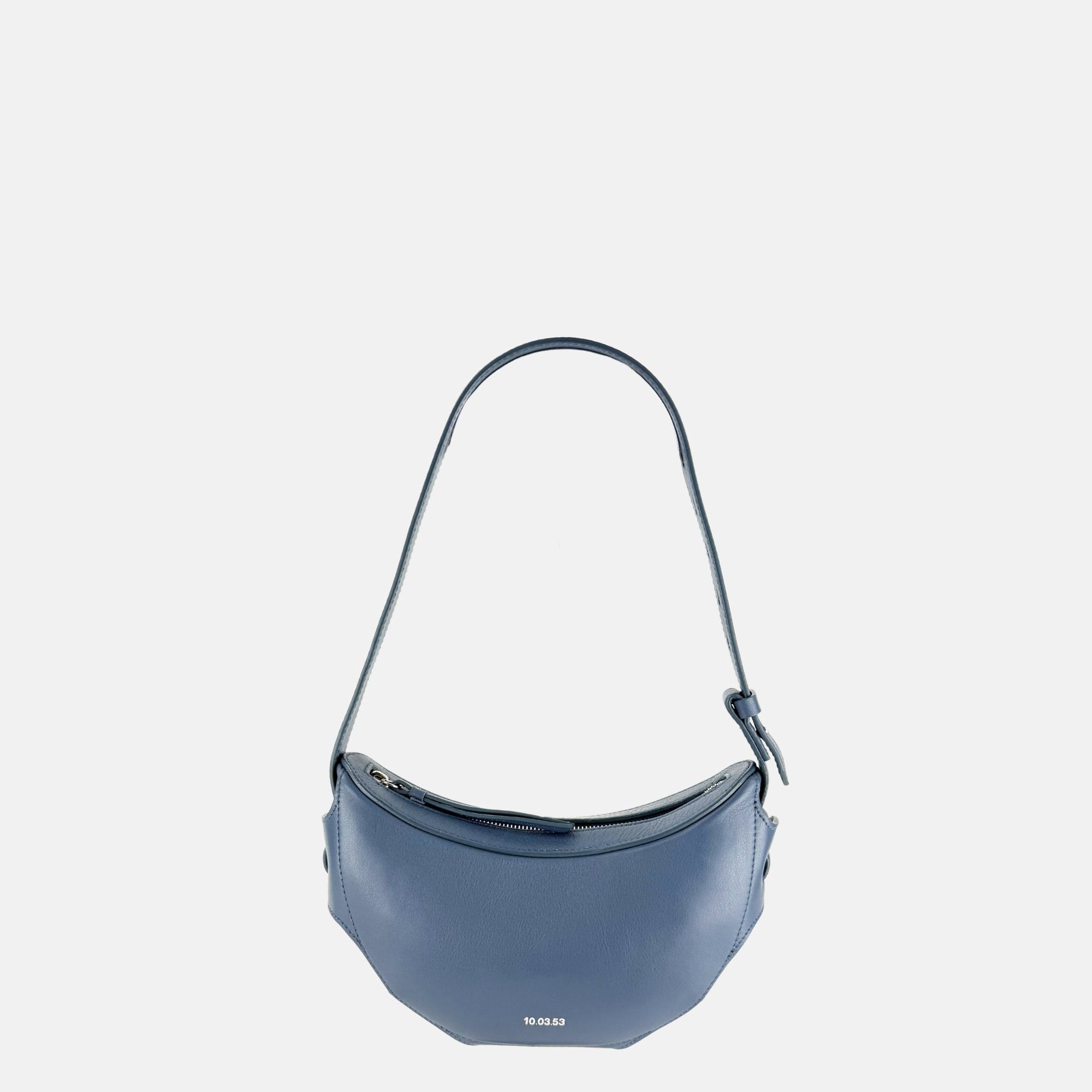 10.03.53 Blue Leather Half Moon Bag