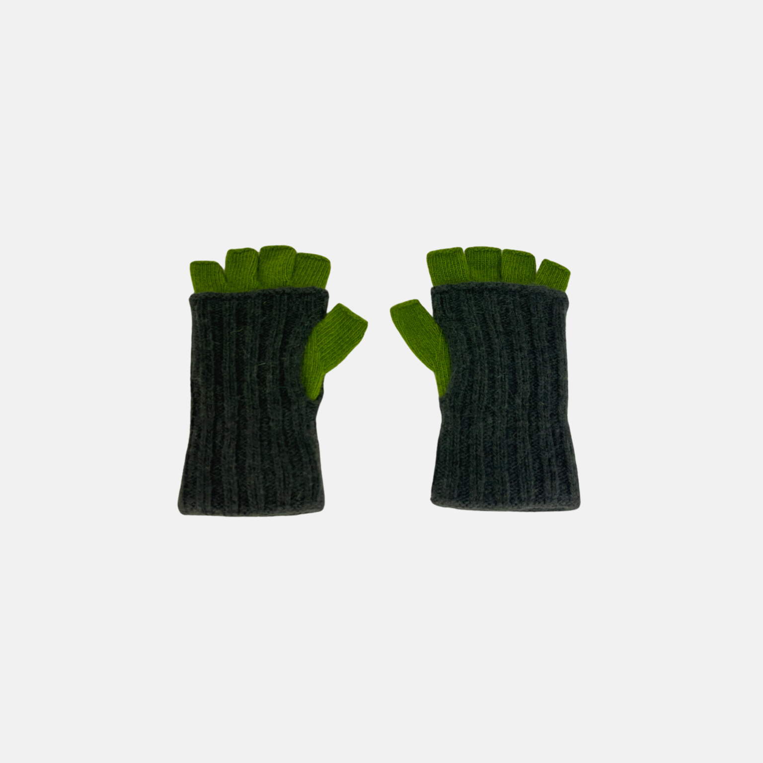 Wool Two Tone Fingerless Gloves