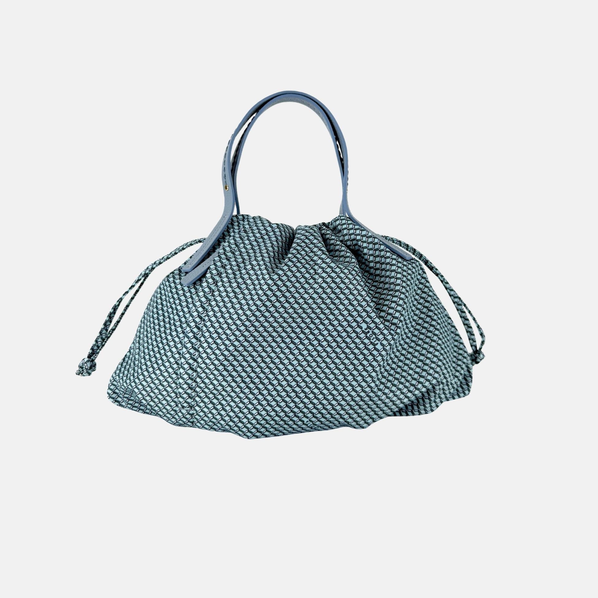 PLINIO Drawstring Tote with Crossbody Strap in Cristallo - Big Bag NY