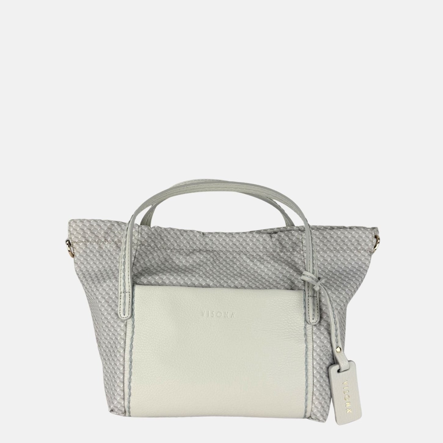 PLINIO Drawstring Small Tote in Greige - Big Bag NY
