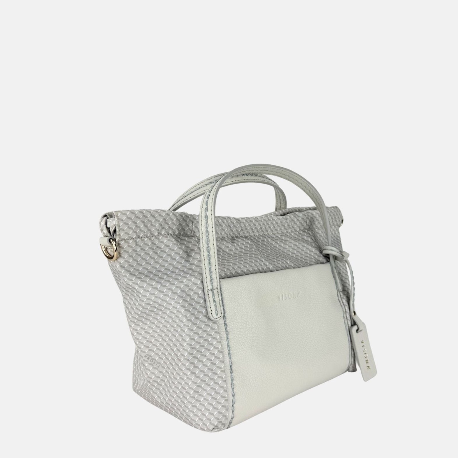 PLINIO Drawstring Small Tote in Greige - Big Bag NY
