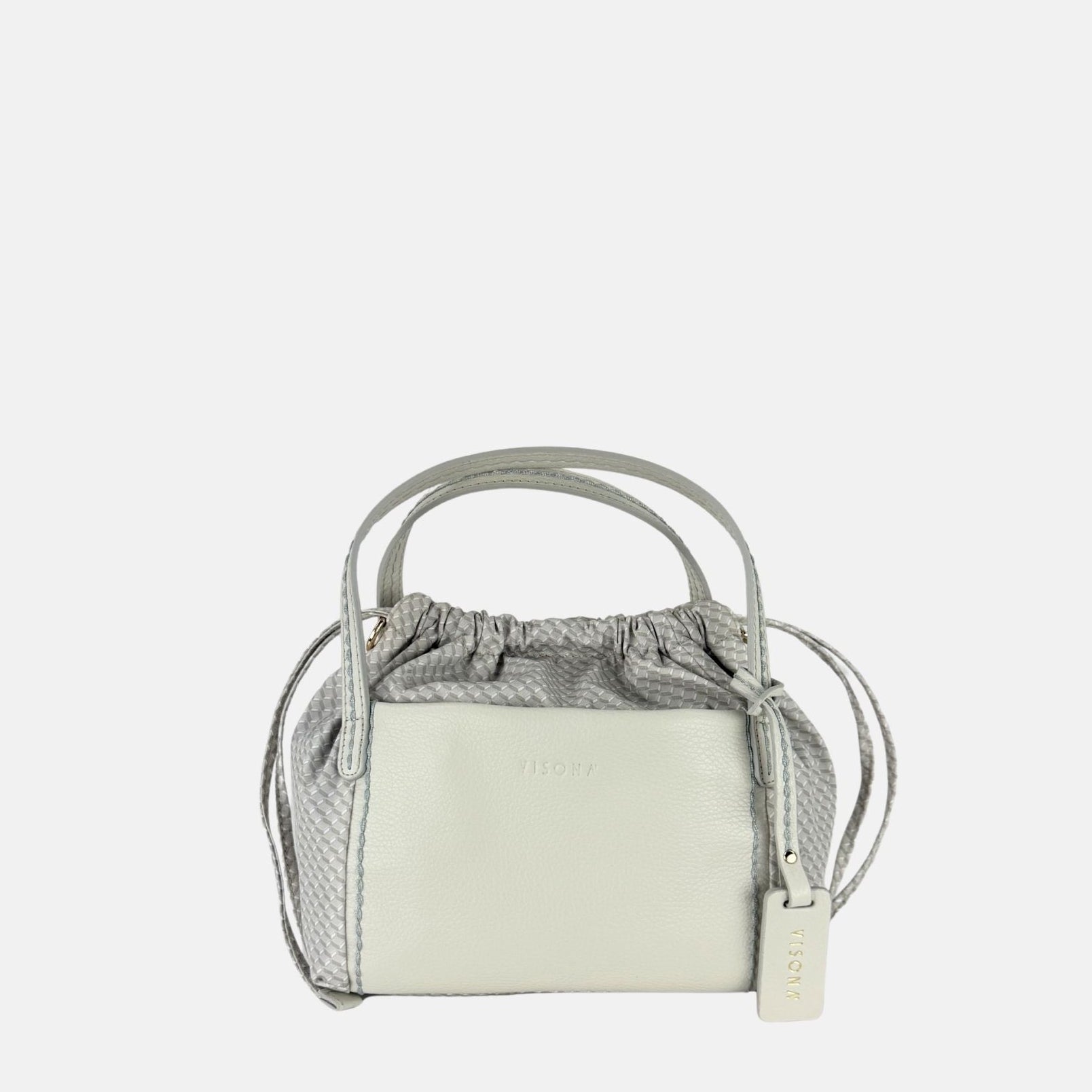 PLINIO Drawstring Small Tote in Greige - Big Bag NY