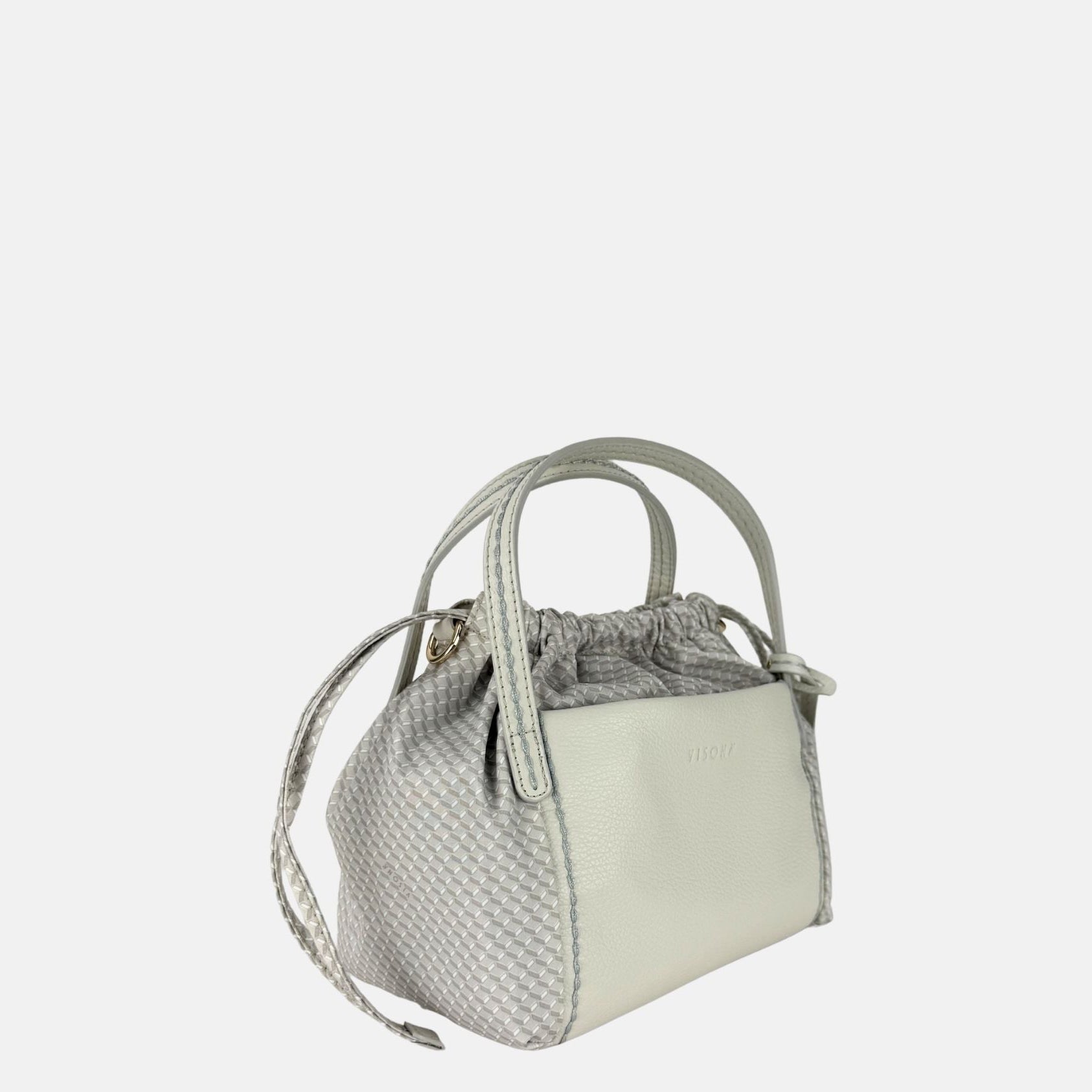 PLINIO Drawstring Small Tote in Greige - Big Bag NY