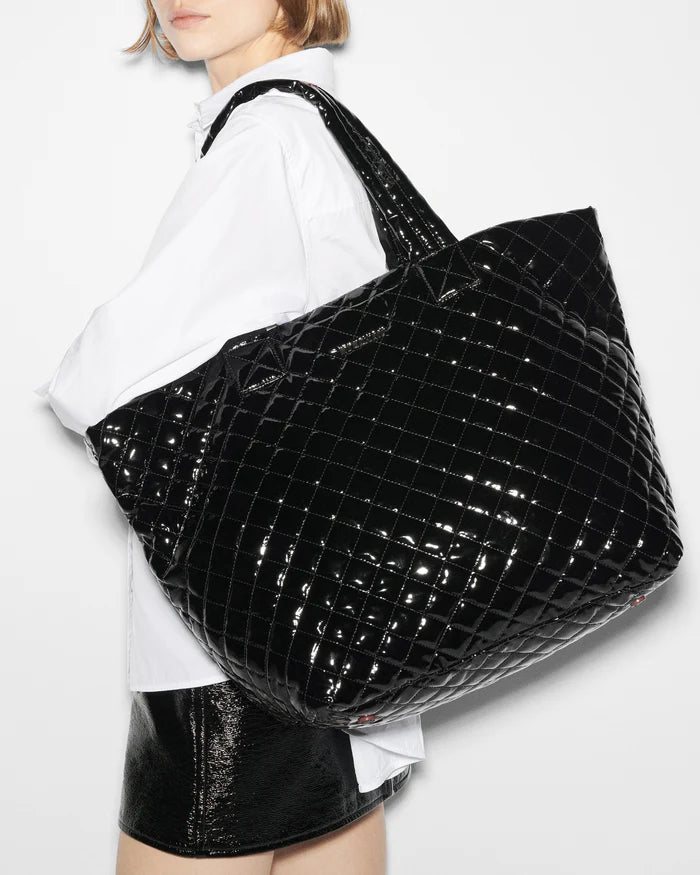MZ Wallace Large Metro Tote Deluxe in Black Lacquer - Big Bag NY