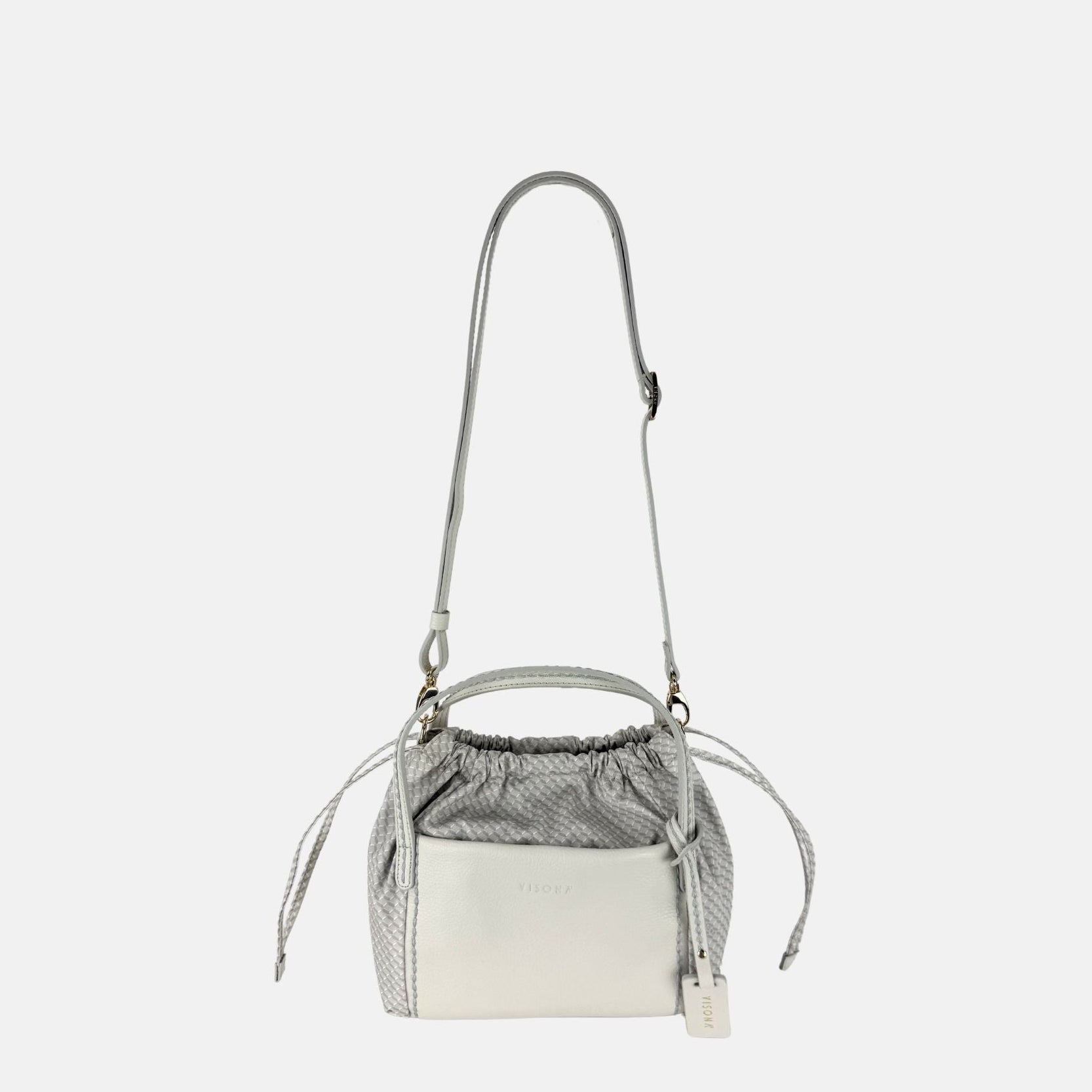 PLINIO Drawstring Small Tote in Greige - Big Bag NY