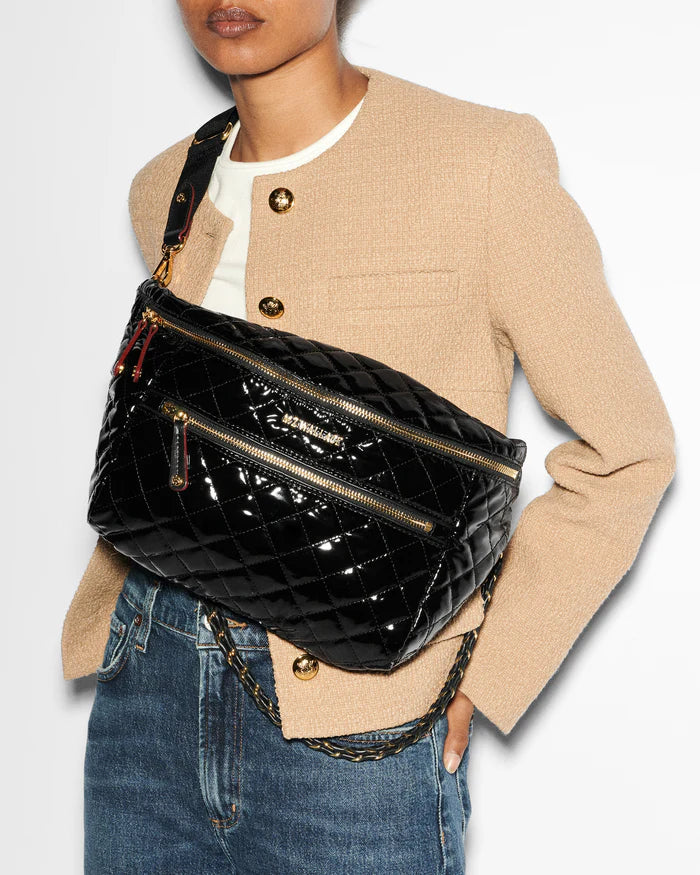 MZ Wallace Crosby Crossbody Sling in Black Lacquer - Big Bag NY