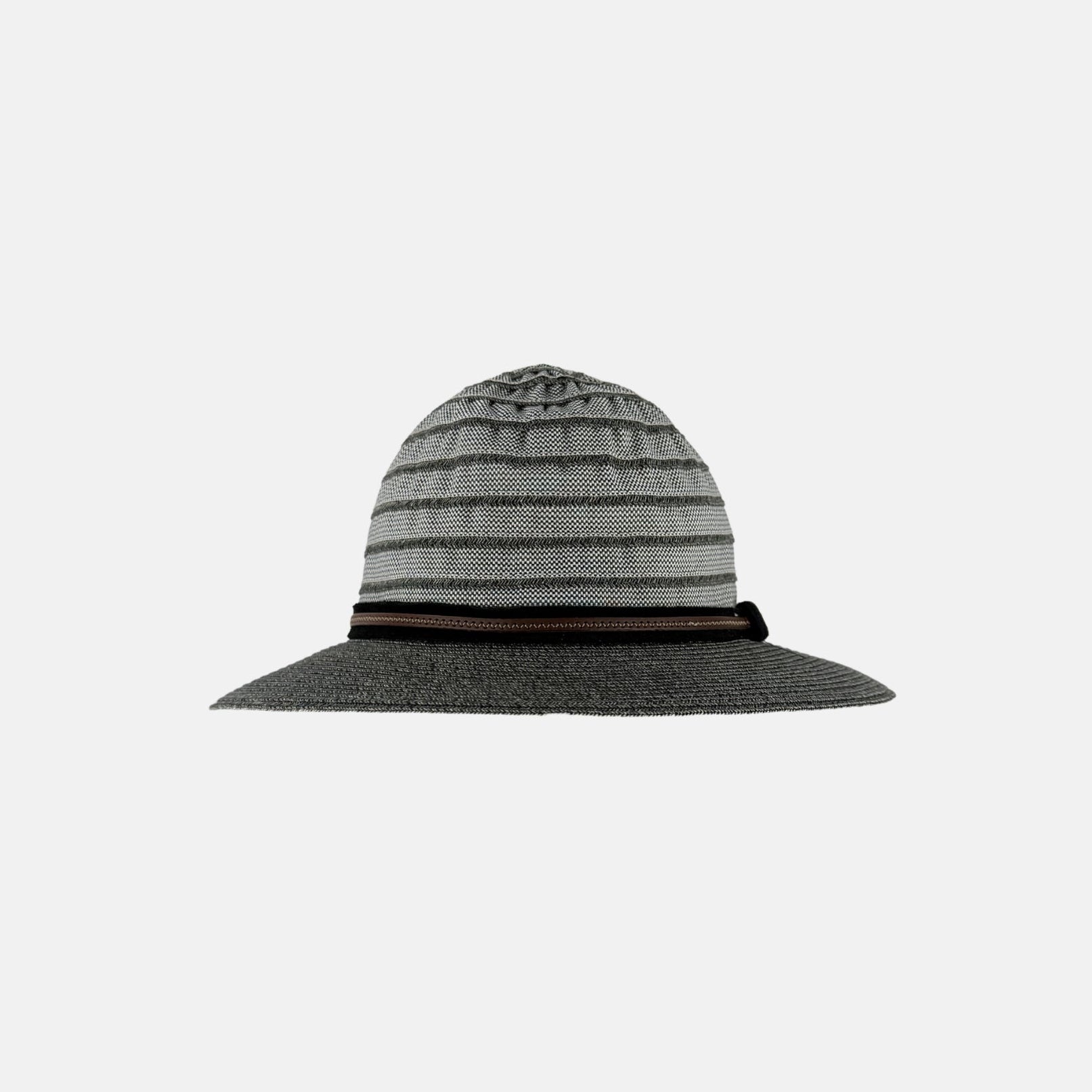Hats and Dreams Striped Fedora with Contrast Band in Grey - Big Bag NY