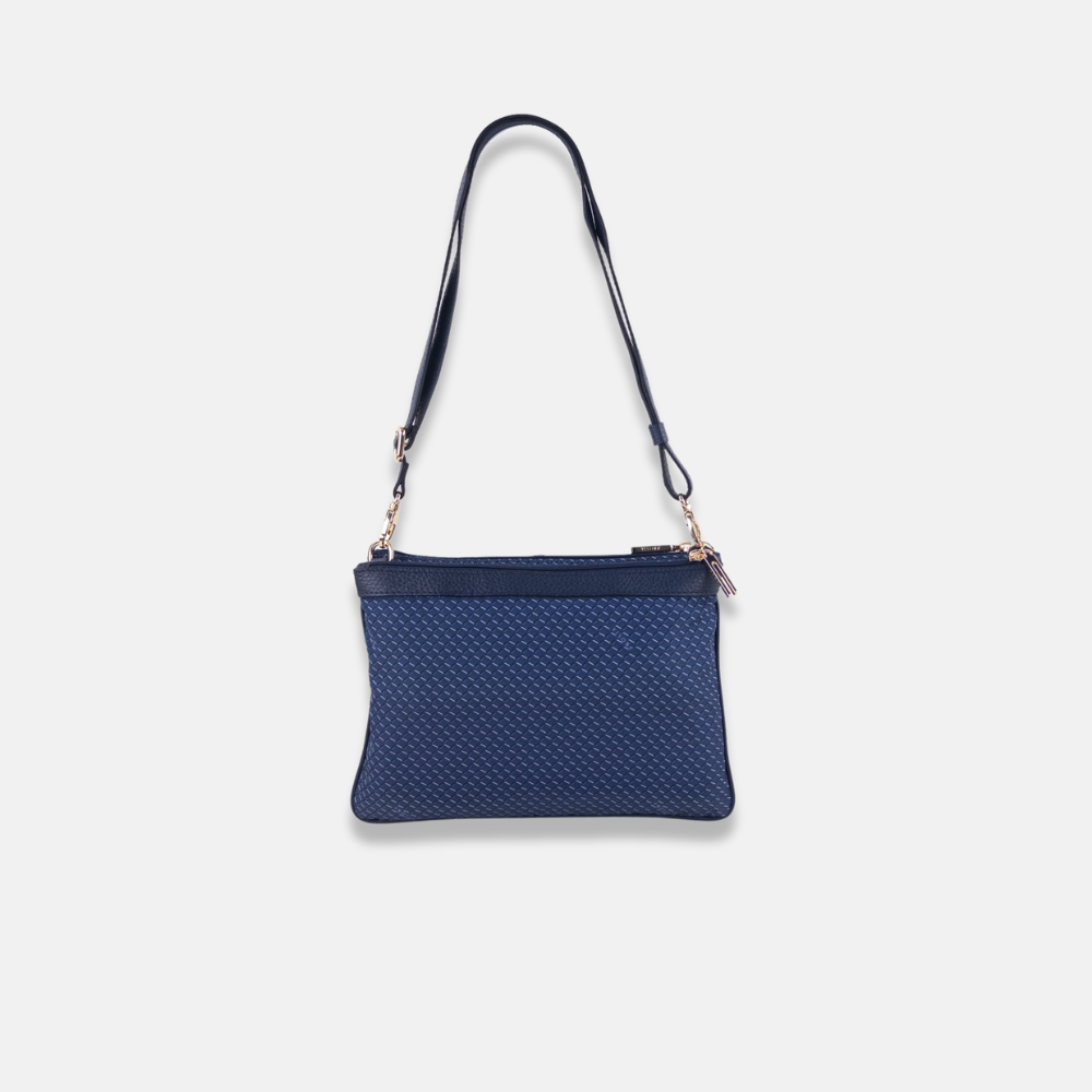 PLINIO Dual Compartment Crossbody Bag in Navy  - Big Bag NY