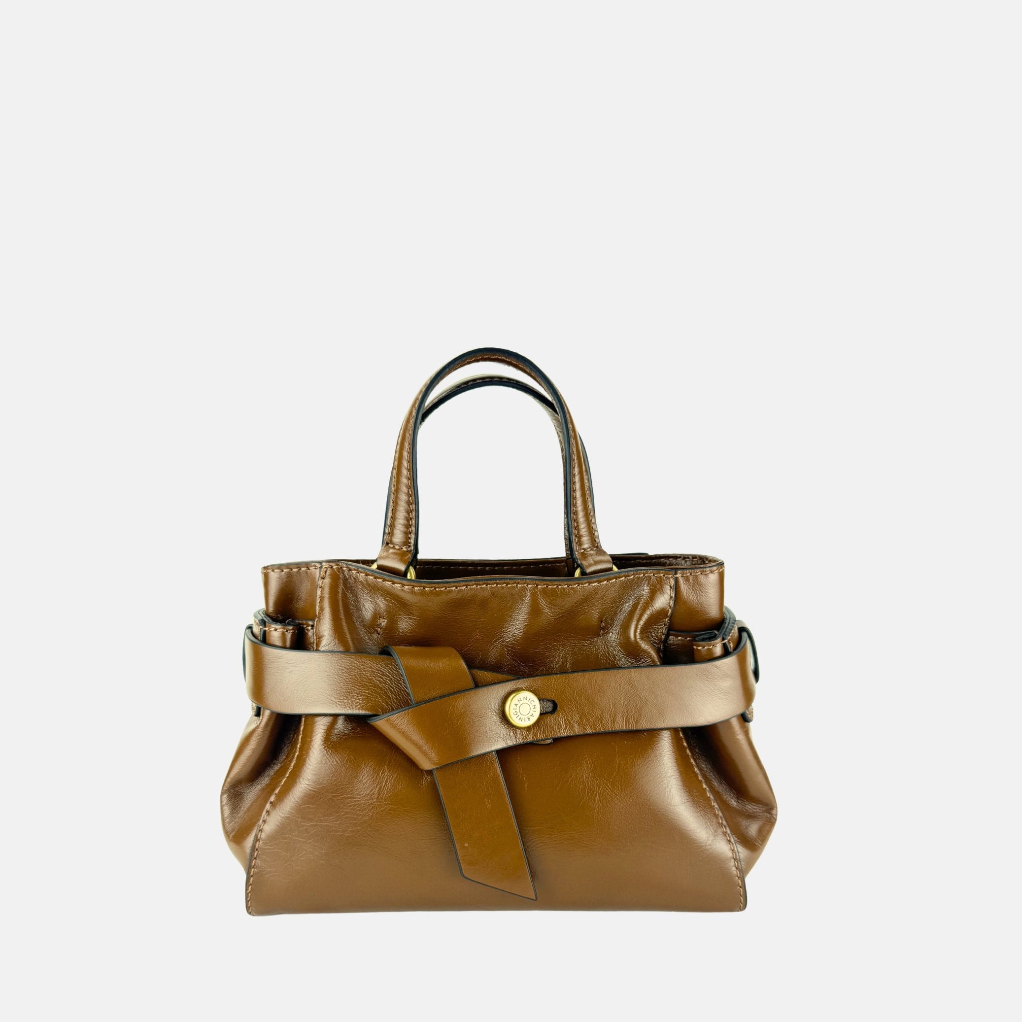 Gianni Chiarini Miranda Mini Top Handle Bag in Walnut - Big Bag NY