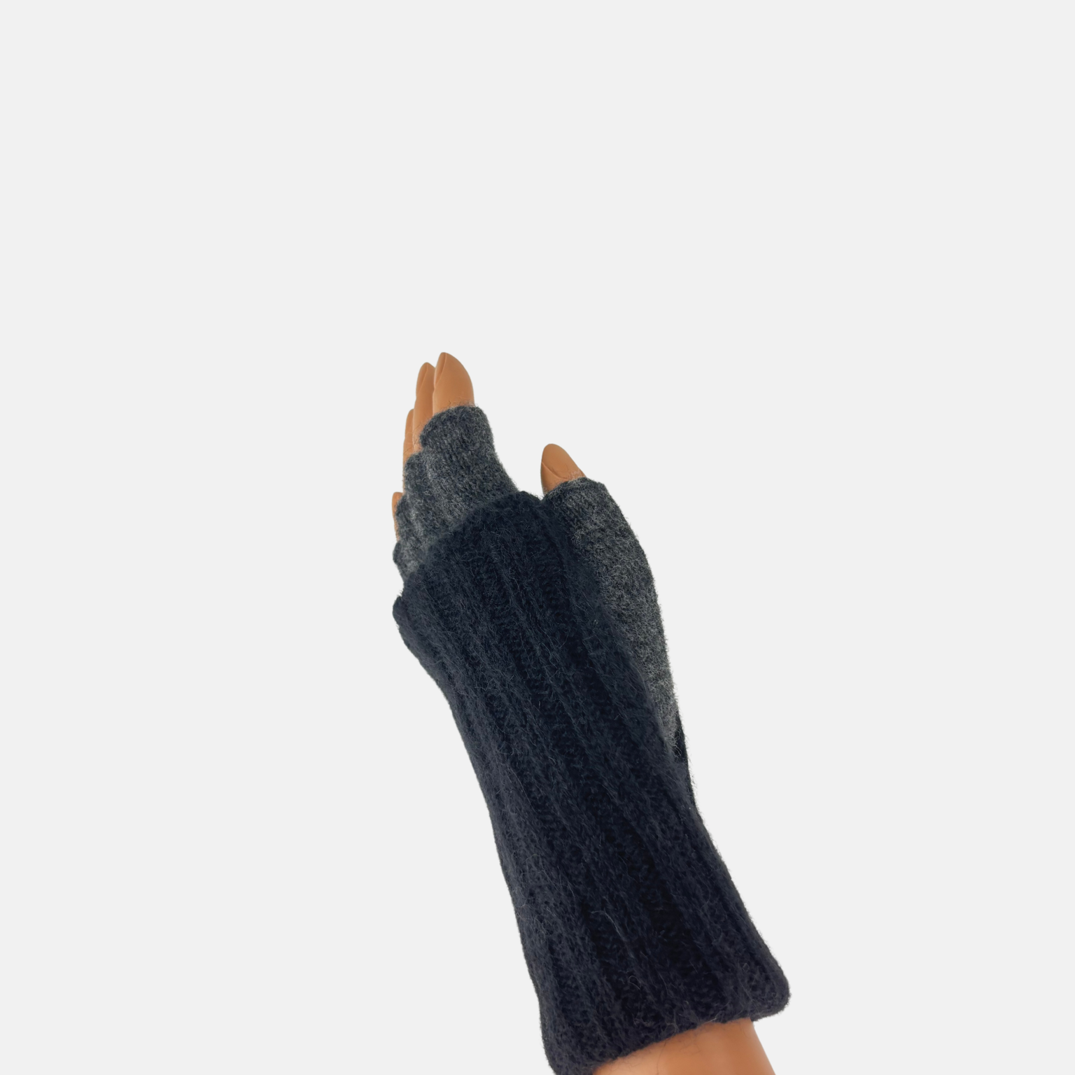 Wool Two Tone Fingerless Gloves