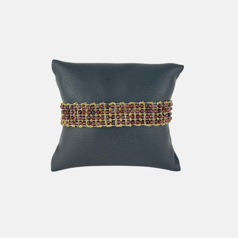 Woven Bracelet with Garnet Gemstones - Big Bag NY