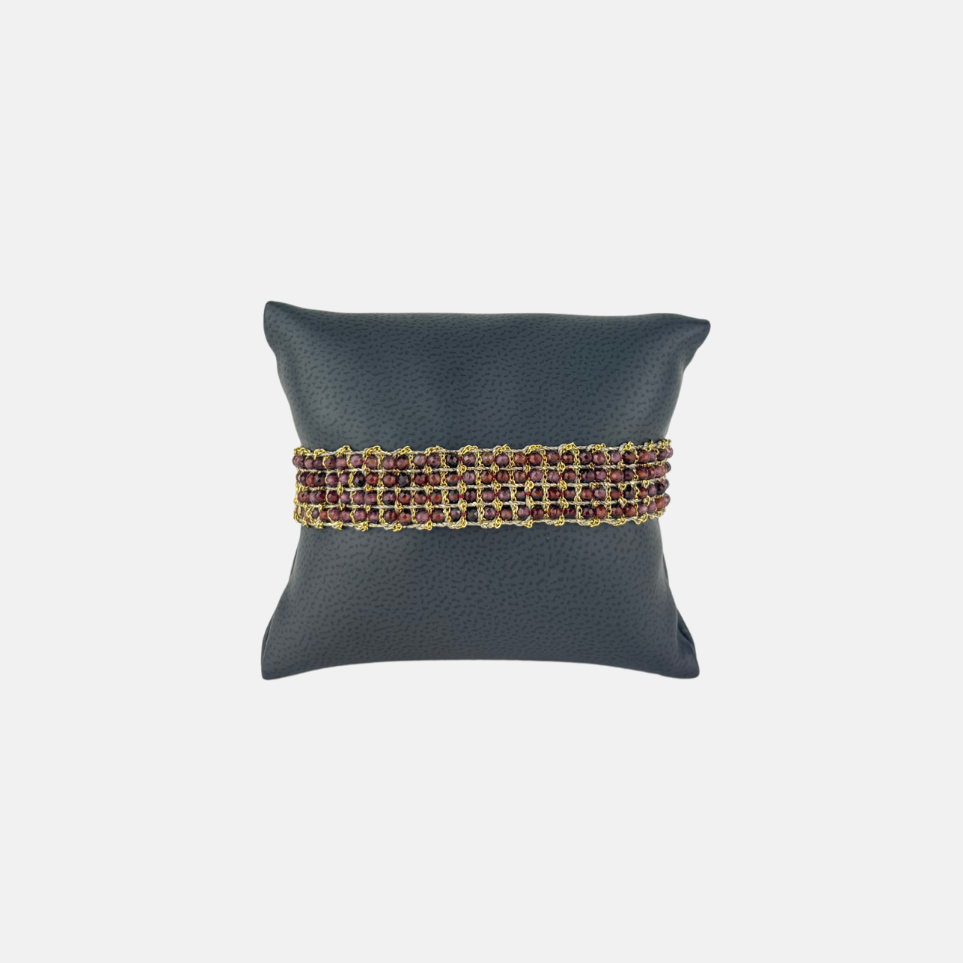 Woven Bracelet with Garnet Gemstones - Big Bag NY