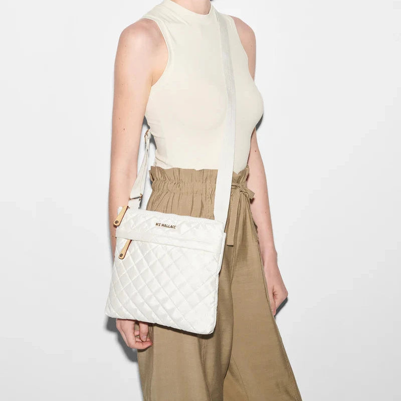 MZ Wallace Metro Flat Crossbody Pearl Metallic - Big Bag NY