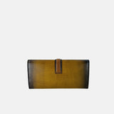 Hand Painted Buckle Flap Clutch Wallet in Olive