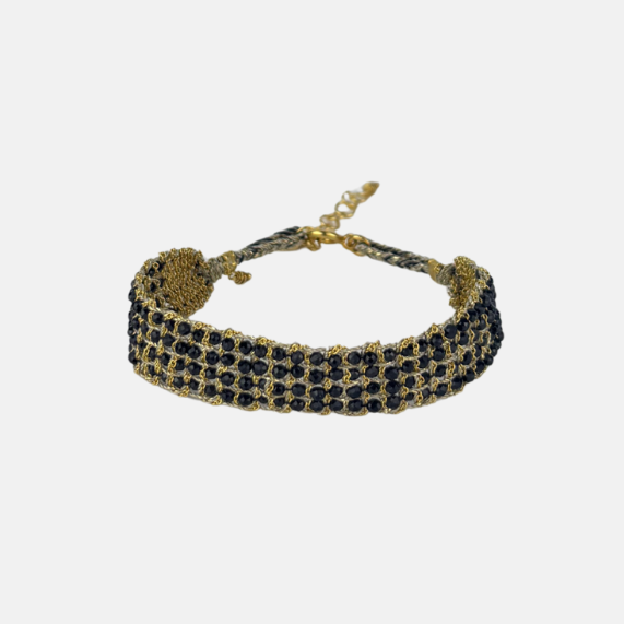DAG Gioielli Woven Bracelet with Black Spinel Gemstones - Big Bag NY