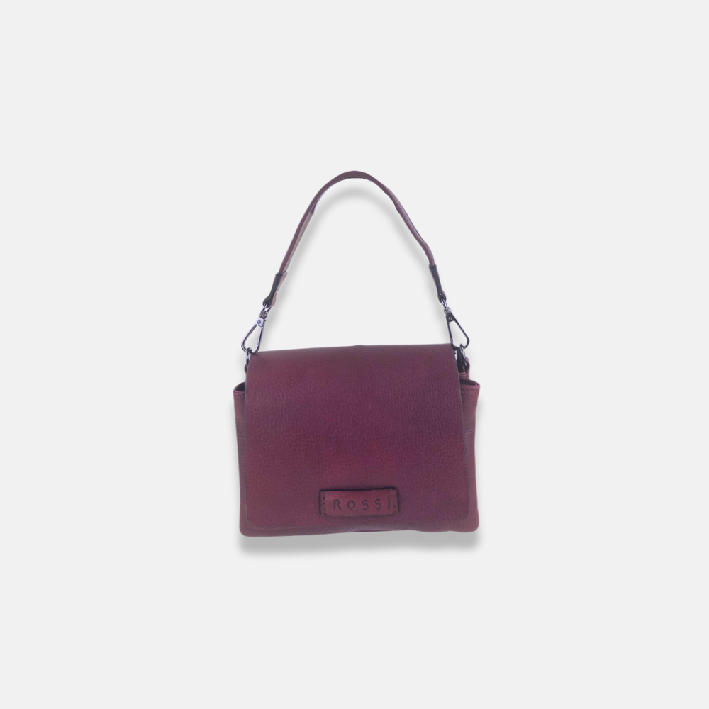 Rossi Front Flap Leather Crossbody in Burgundy - Big Bag NY