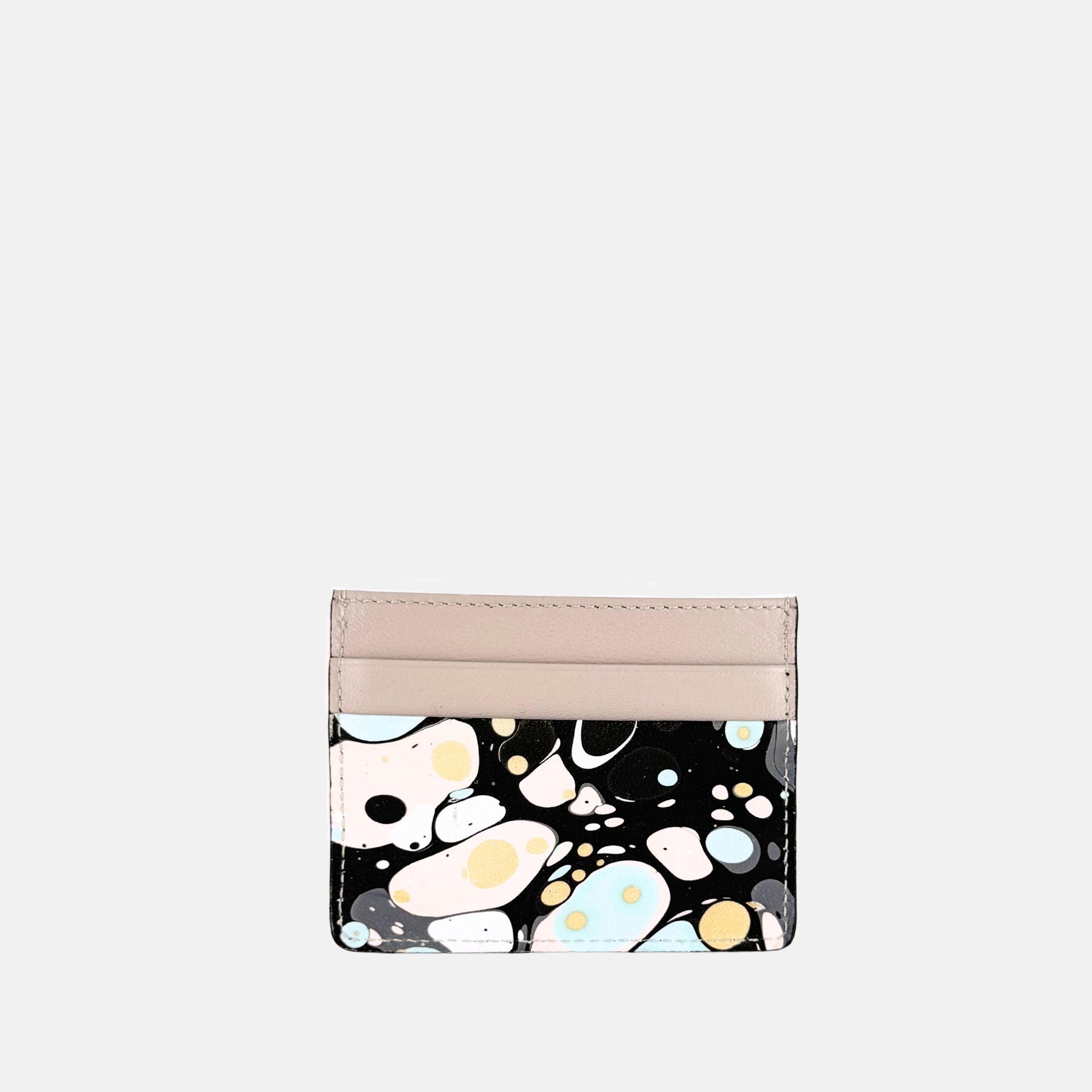 Riccardo Luci Marble Leather Credit Card Holder Taupe 2 Mix - Big Bag NY