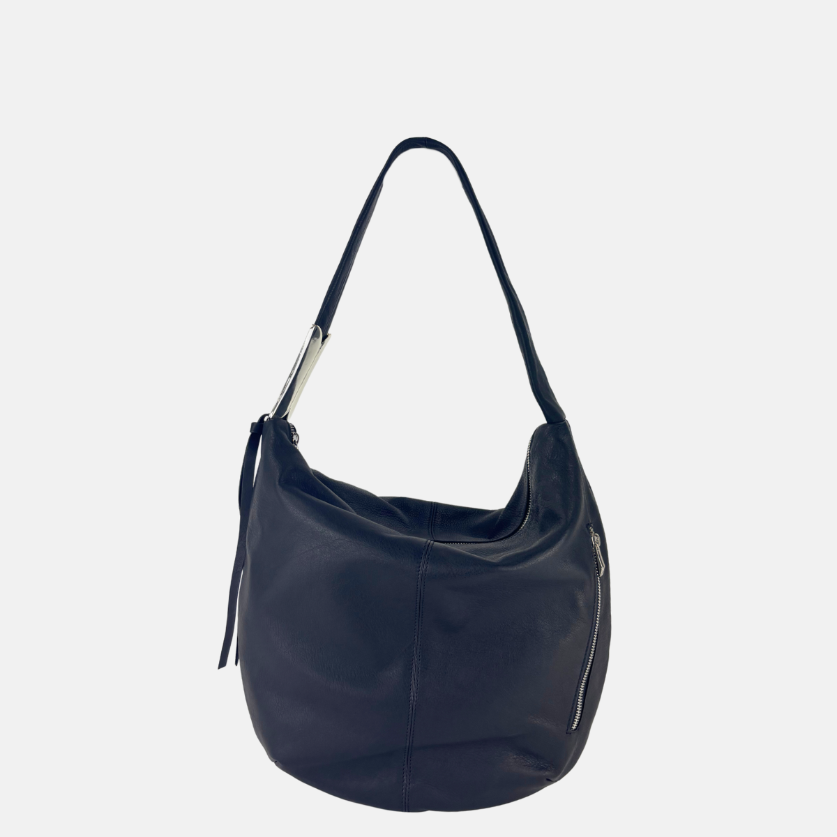 Angi Venezia Large Asymmetric Hobo with Silver Ornament - Big Bag NY