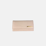 Biagini Croco Embossed Leather Flap Clutch Long Wallet in Light Pink - Big Bag NY