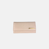 Biagini Croco Embossed Leather Flap Clutch Long Wallet in Light Pink - Big Bag NY