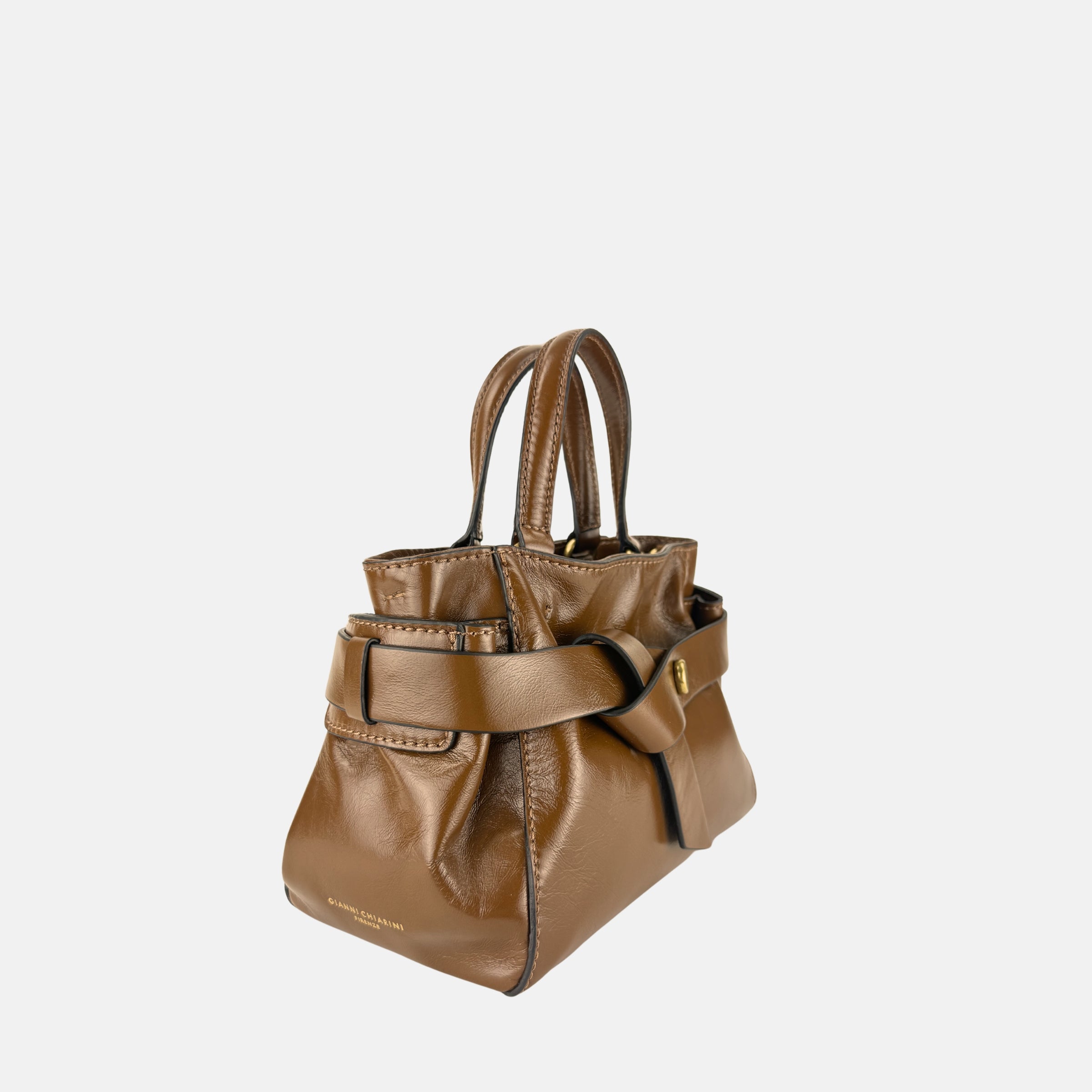 Gianni Chiarini Miranda Mini Top Handle Bag in Walnut - Big Bag NY
