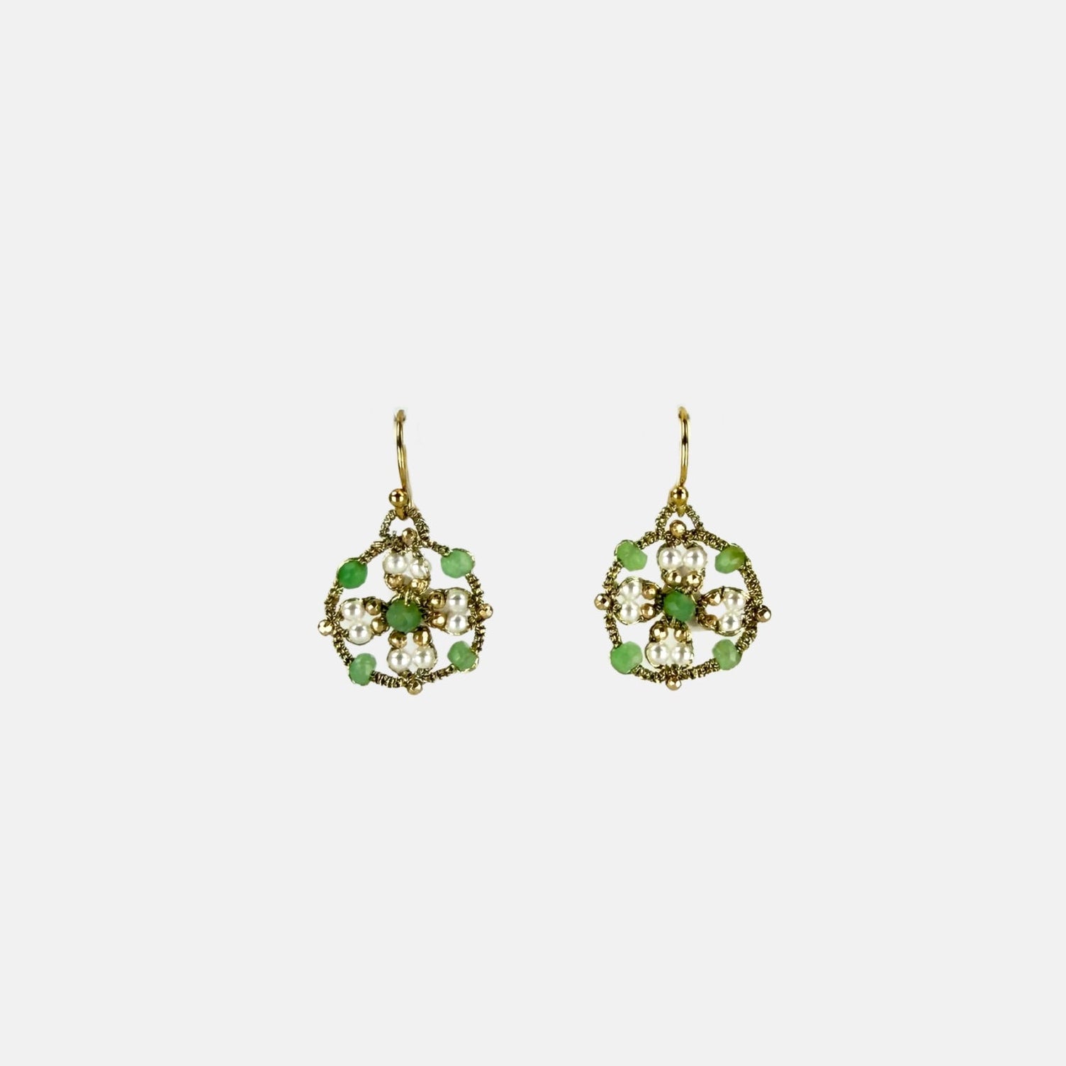 Danielle Welmond Woven Gold Chrysoprase Earrings - Big Bag NY
