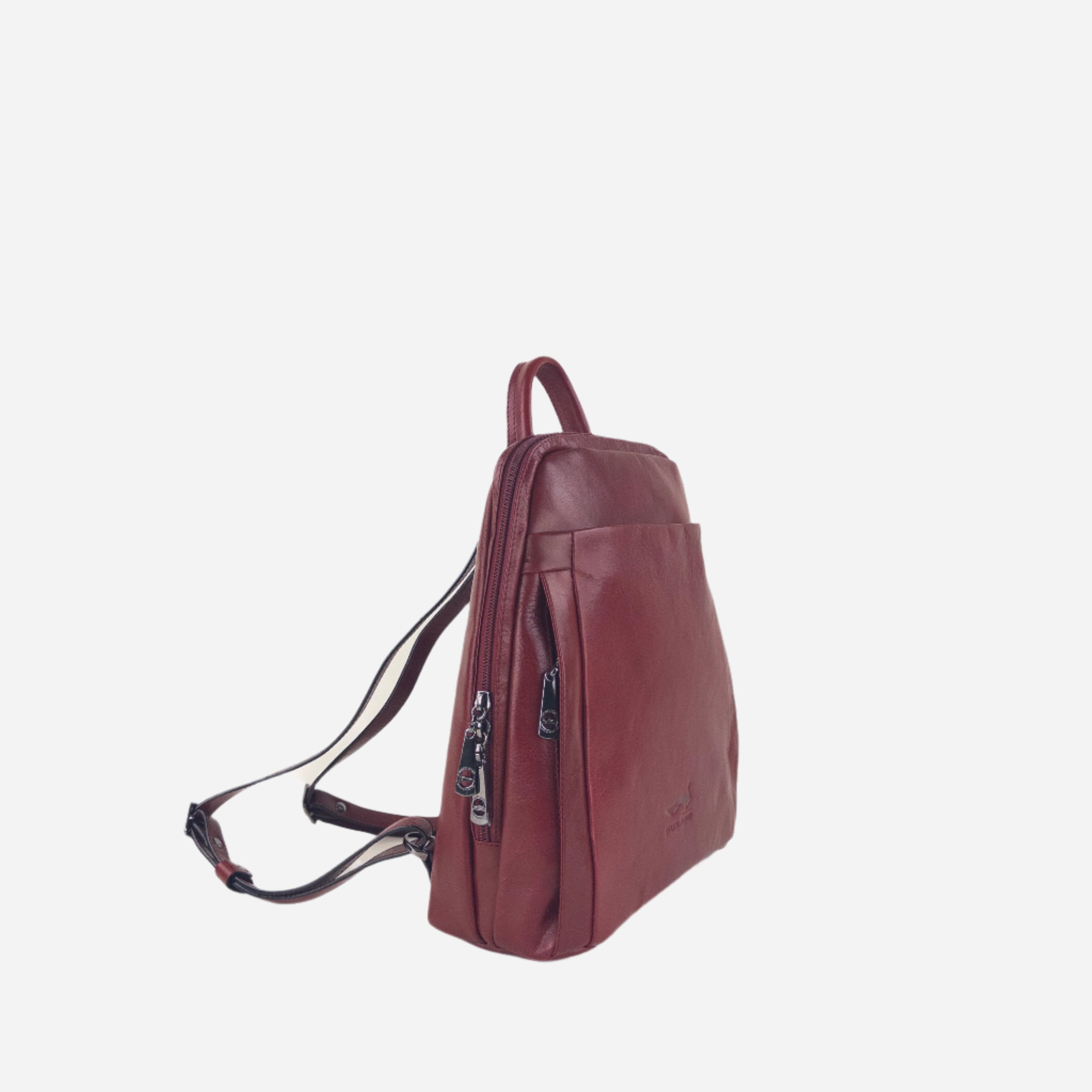 Red Marta Ponti Pocket Leather Backpack - Big Bag NY