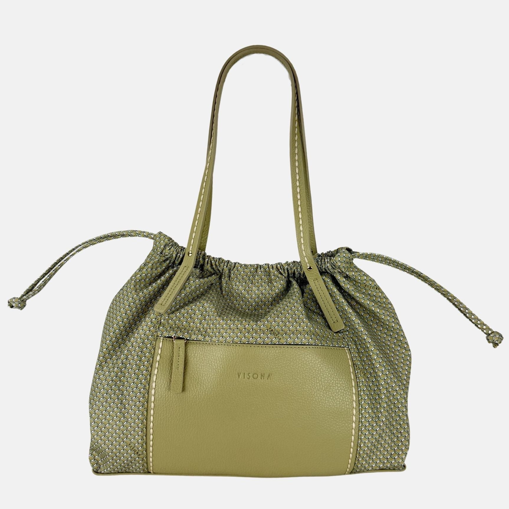 PLINIO Drawstring Large Tote in Vert - Big Bag NY