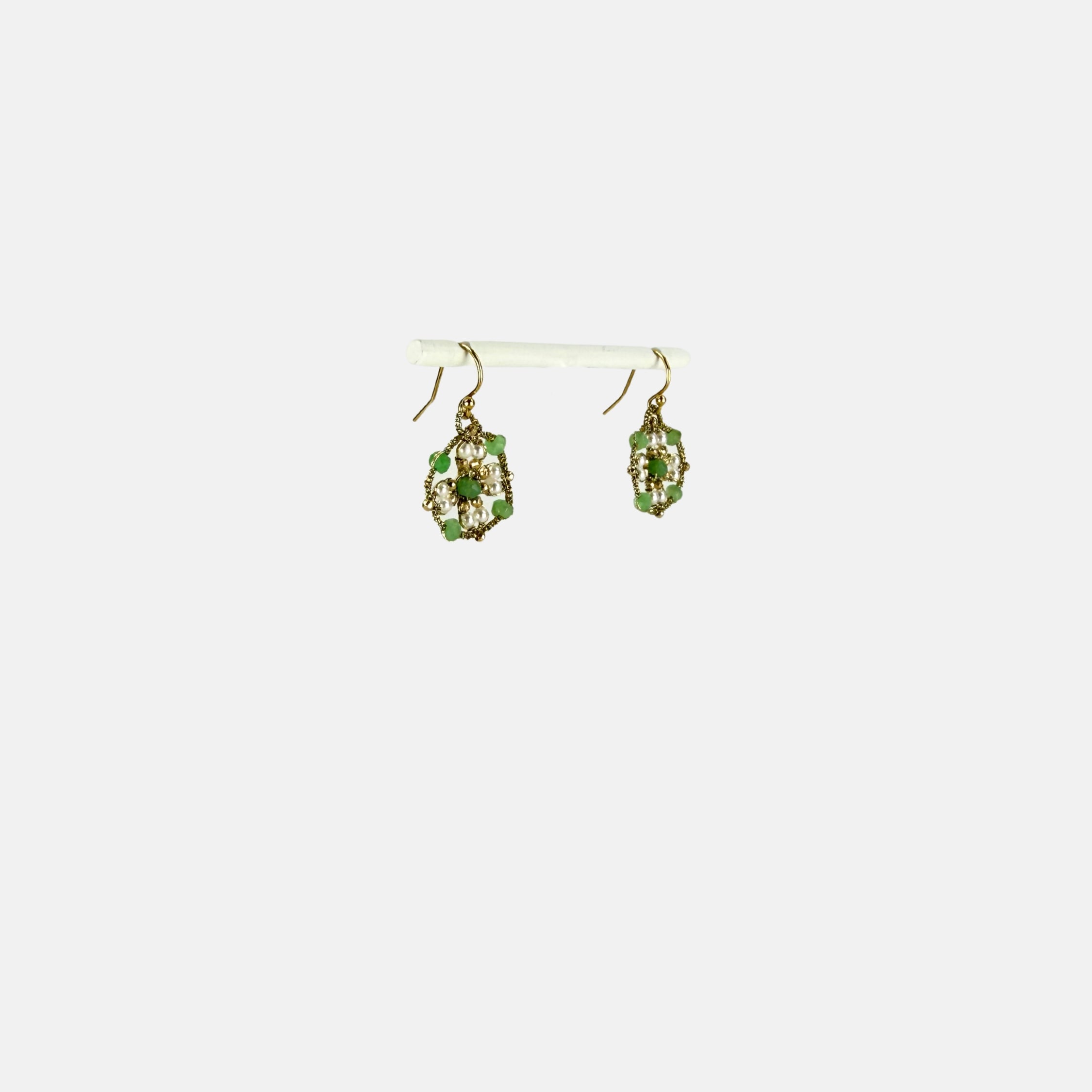 Danielle Welmond Woven Gold Chrysoprase Earrings - Big Bag NY