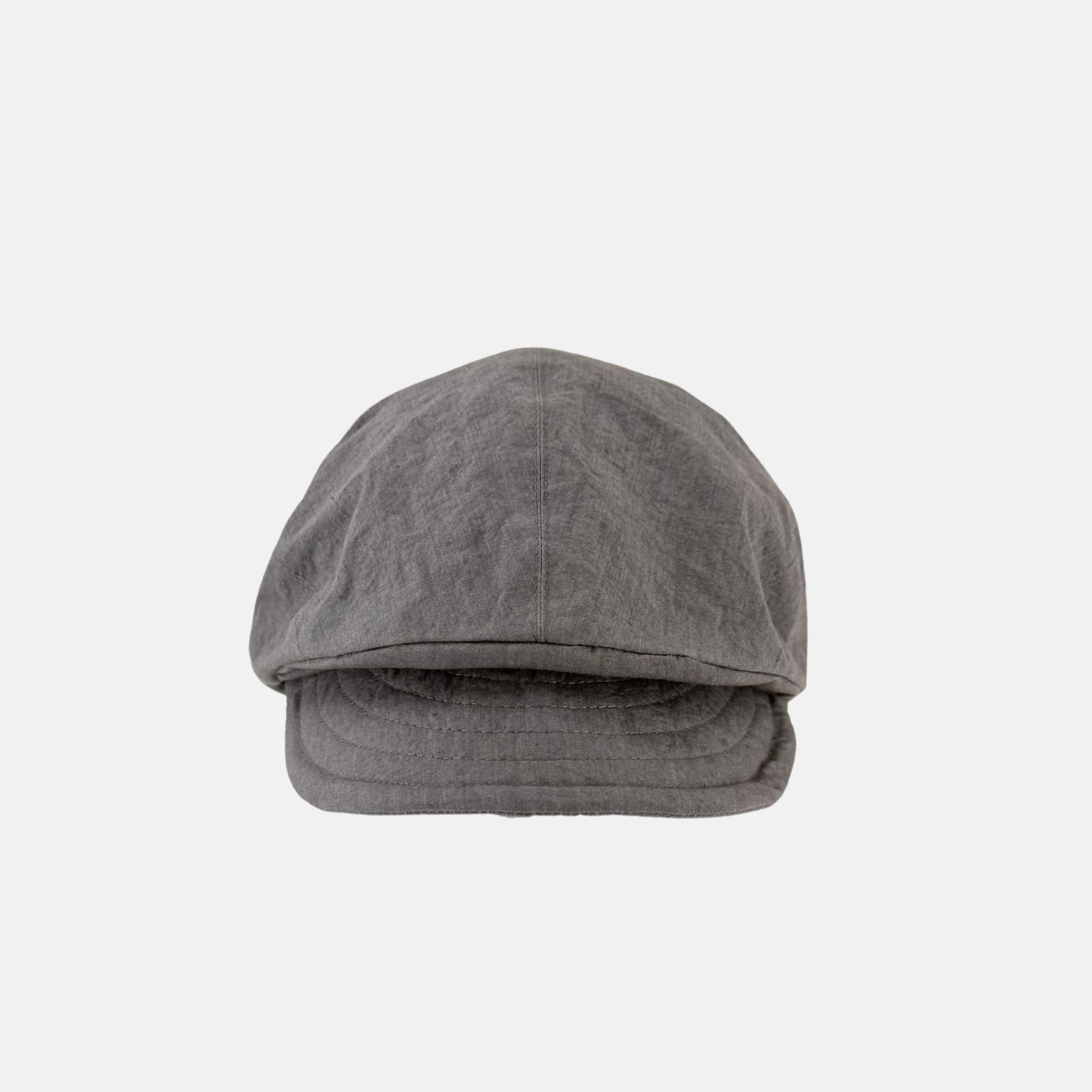 PCNQ QUIHNO Linen and Nylon Sun and Rain Flat Cap in Grey - Big Bag NY
