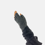 Wool Two Tone Fingerless Gloves