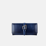 Biagini Hand Painted Buckle Flap Clutch Wallet in Captain Blue - Big Bag NY
