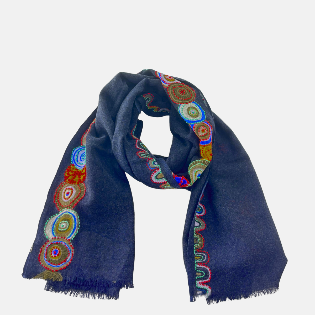 Storiatipic Angie Wool Scarf in Marine - Big Bag NY